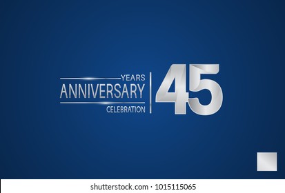 45 years anniversary logo with elegance silver color isolated on blue background for celebration event