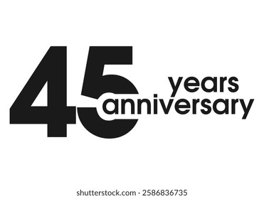 45 years anniversary logo, icon or badge. 45th birthday, jubilee celebration, wedding, invitation card design element. Vector illustration.