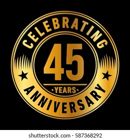 45 years anniversary logo template. Vector and illustration.