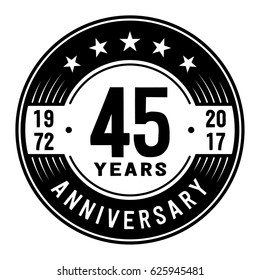 45 Years Anniversary Logo Template Vector Stock Vector (Royalty Free ...