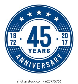 45 years anniversary logo template. Vector and illustration.