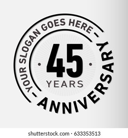 45 years anniversary logo template. Vector and illustration.