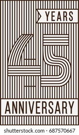 45 years anniversary logo. Vector and illustration. Line art anniversary design template.