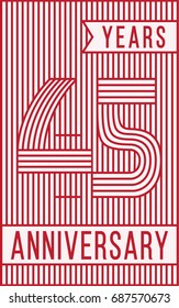 45 years anniversary logo. Vector and illustration. Line art anniversary design template.