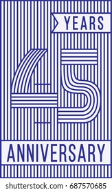 45 years anniversary logo. Vector and illustration. Line art anniversary design template.