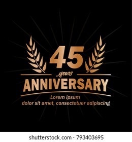 45 years anniversary logo. Vector and illustration.
