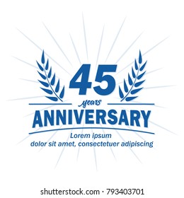 45 years anniversary logo. Vector and illustration.