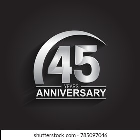 45 years anniversary logotype design with silver color isolated on black background for company celebration