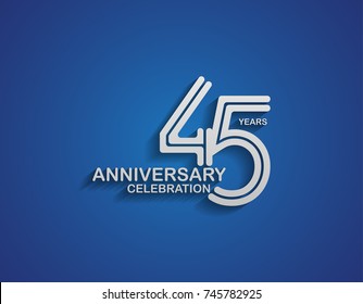 45 years anniversary logotype linked line number with silver color for celebration event isolated on blue background