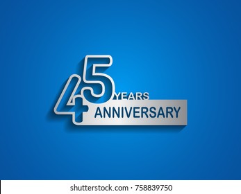45 years anniversary logotype with outline number silver color on blue background