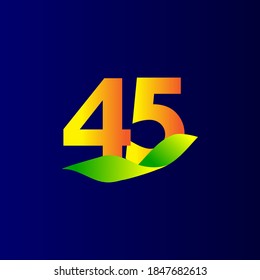 45 Years Anniversary Orange Blue Celebration Vector Template Design Illustration