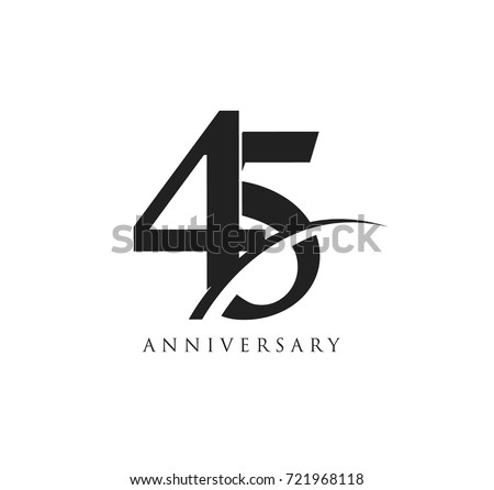 45 years anniversary pictogram vector icon, simple years birthday logo label, black and white stamp isolated