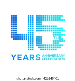 45 years anniversary with a pixels digital,technology logo