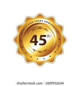 45 Years Anniversary" - Retro Golden badge