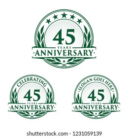 45 years anniversary set. 45th celebration logo collection. Vector and illustration. 