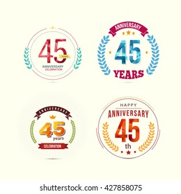 45 Years Anniversary Set with Low Poly Design and Laurel Ornaments