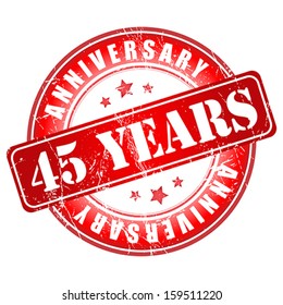 45 years anniversary stamp.  Vector illustration.