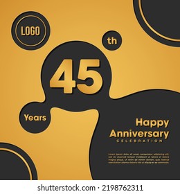 Diseño de plantilla de 45 años de aniversario. Aniversario de Oro, ilustración vectorial.