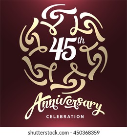 45 years anniversary template logo happy classic ritual star party background scene rich ceremony modern sign celebration deal yellow smiling traditional birthday flag laughing document voucher letter