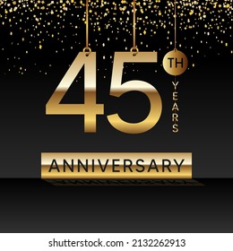 45 years anniversary, vector design for anniversary celebration with gold color on black background, simple and luxury design. logo vector template