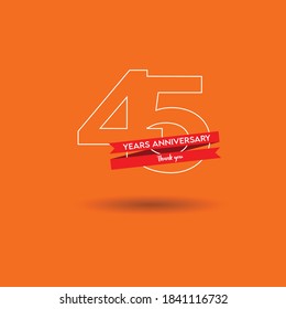 45 years anniversary vector icon, logo. Graphic design element with number and text composition for 45th anniversary