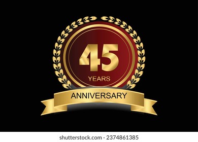 45 years anniversary vector icon, logo. Design element with modern graphic style.