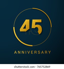 45 Years Anniversary Vector Logo Design Isolated on Dark Background
