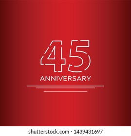 45 years anniversary vector, style  for celebration, logo template