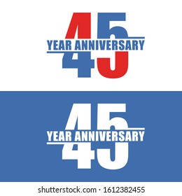 45 Years Anniversary Vector Template Design Illustration