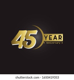 45 Years Anniversary Vector Template Design Illustration golden elegant in black baground
