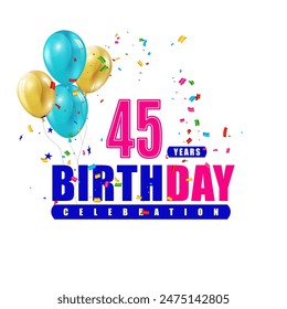 45 años cumpleaños 3d Plantilla de Vector ilustración de diseño