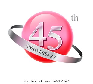 45 years celebrating anniversary. valentine, wedding, family congratulating template