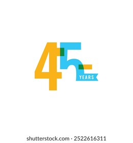 45 Years colorful Anniversary Number Collection Design Vector Template Illustration