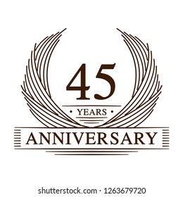 45 years design template. 45th anniversary. Vector and illustration.