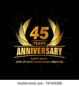 45 years design template. Anniversary vector and illustration template.