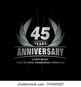 45 years design template. Anniversary vector and illustration template.