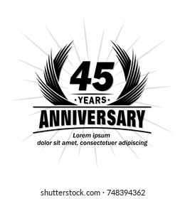 45 years design template. Anniversary vector and illustration template.