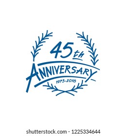 45 years design template. Vector and illustration. 45 years logo.