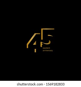 45 Years Excellent Anniversary Vector Template Design Illustration