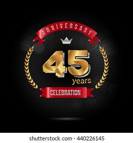 45 Years golden anniversary logo, low poly design number
