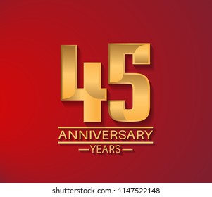 45 years golden shiny anniversary simple design with red background for company celebration event  