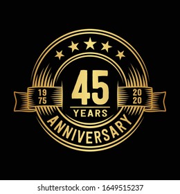 45 years logo design template. 45th anniversary vector and illustration.