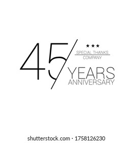 45 years old celebrating classic logo. happy anniversary 45 th. Greetings celebrates.