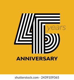 45 years retro anniversary vector template template template design illustration