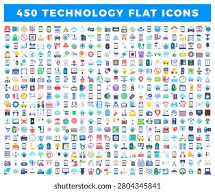 450 technology icons: 5G. smart home. IoT. gadgets. AI. electronics.