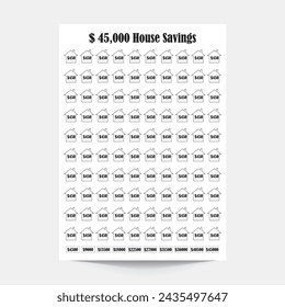 45000 House Savings Tracker,45000 Savings Challenge,House Savings Tracker,Savings Printable Planner,Savings Tracker,Money Challenge