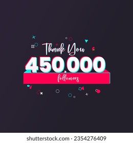 450K followers banner for social media followers and subscribers. Thank you 450 thousand  followers vector template for network, social media friends and subscribers.