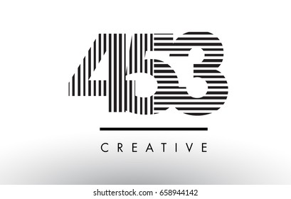 453 Black and White Number Logo Design with Vertical and Horizontal Lines.