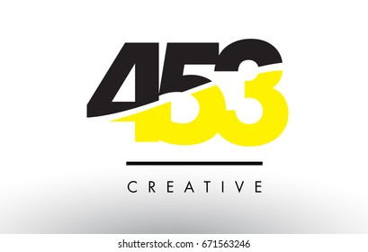 453 Black and Yellow Number Logo Design cut in half.