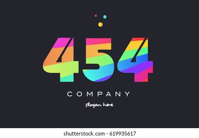 454 creative color green orange blue magenta pink number digit company logo vector icon spectrum